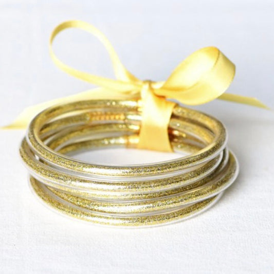 Glitter Jelly Tube Bangle Bracelets - Gold