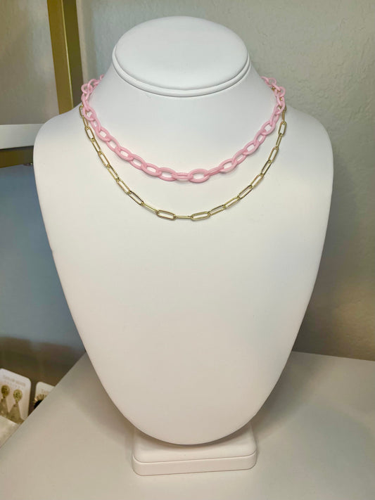 Willa Layered Necklace - Pink