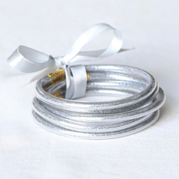 Glitter Jelly Tube Bangle Bracelets - Silver