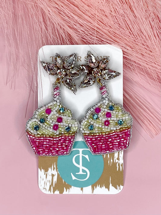 Birthday Cupcake Beaded Earrings