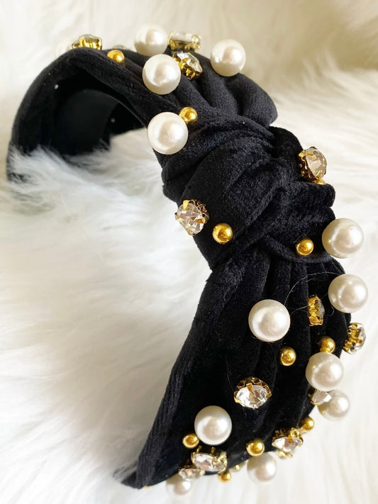 Black Pearl Jeweled Headband